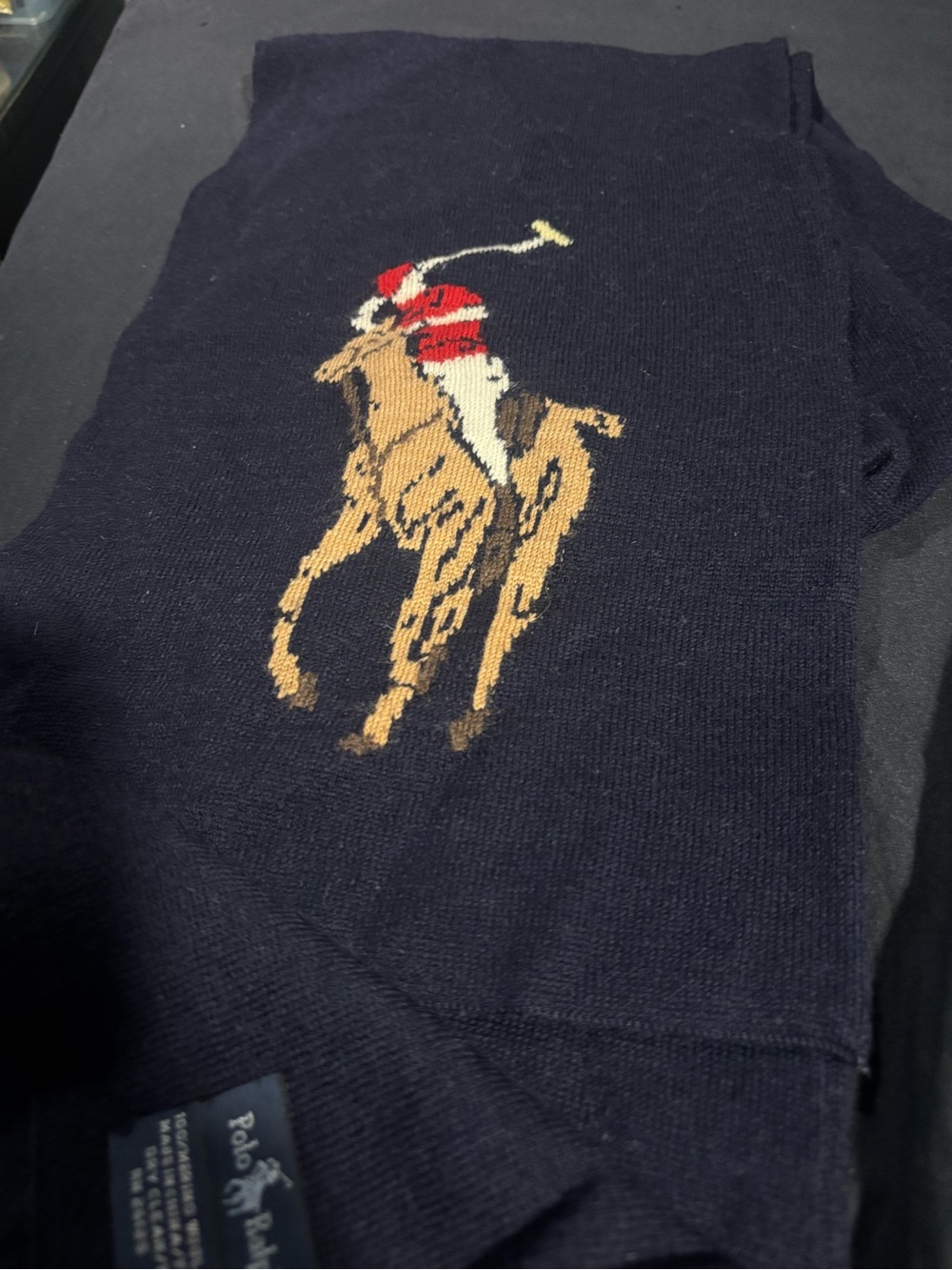 Polo by Ralph Lauren Navy Crewneck Sweater with Polo Player Intarsia
